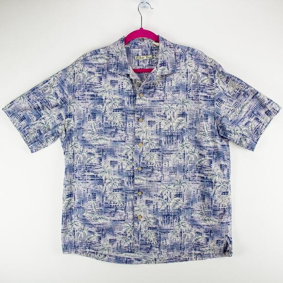 Batik Bay Other - Batik Bay Men's Short Sleeve Shirt Large Hawaiian Lavender-White Pocket Cotton